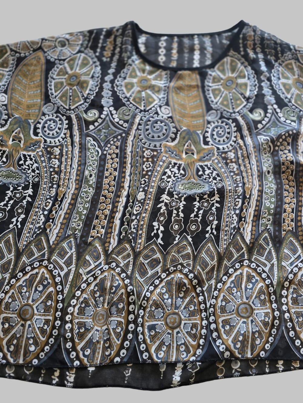 Elegant Black and Gold Patterned Home Accent Top - Unbranded Sheer Top